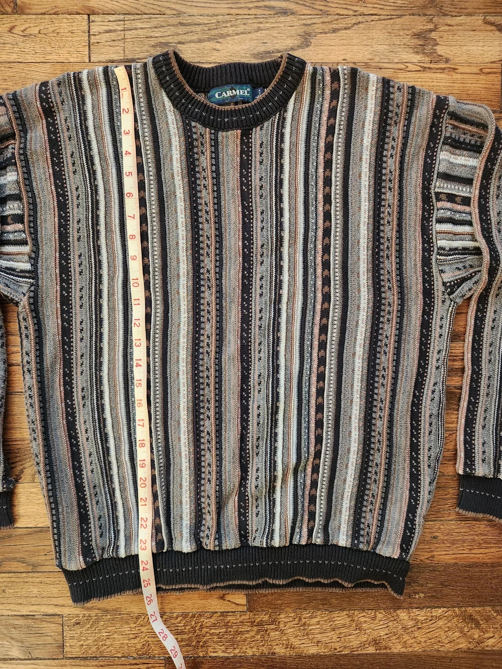 Vintage Carmel 3D Knit Sweater | Size Large | 90s Grandpa Sweater